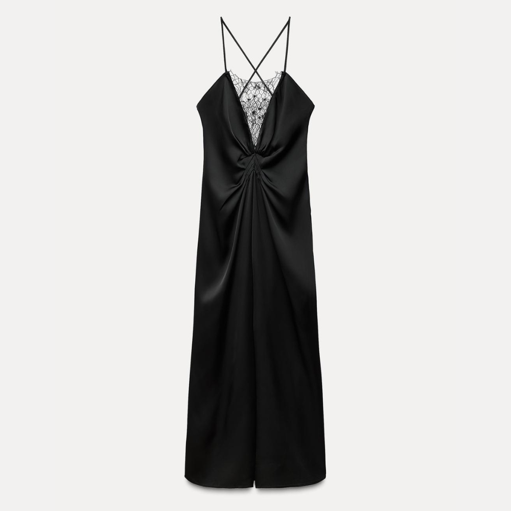 Zia Black Lace Slip Dress