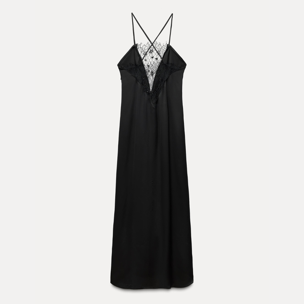 Zia Black Lace Slip Dress