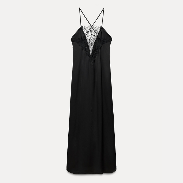 Zia Black Lace Slip Dress