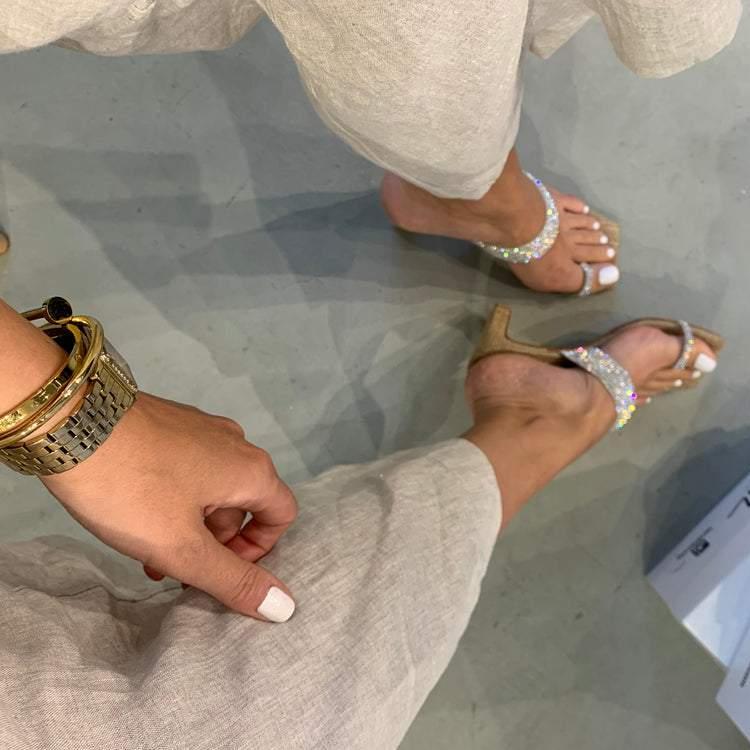 Low Heel Silver Strap Sandals